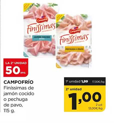 CAMPOFRÍO Finísimas de jamón cocido o pechuga de pavo