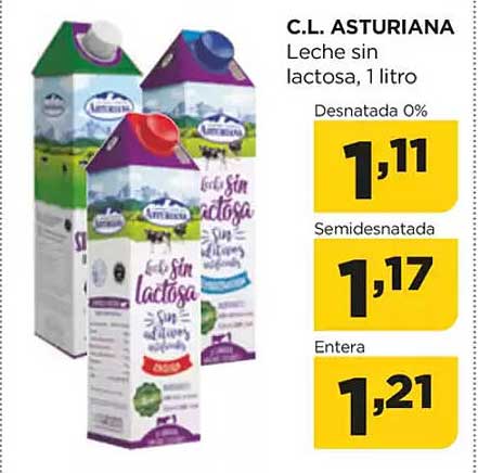 C.L. ASTURIANA  
Leche sin lactosa, 1 litro  