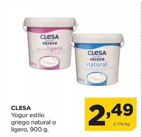 CLESAL Yogur estilo griego natural o ligero