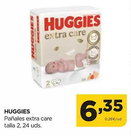 HUGGIES Pañales extra care talla 2, 24 uds.