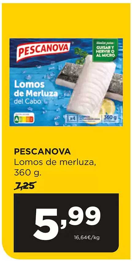 PESCANOVA  
Lomos de merluza, 360 g.