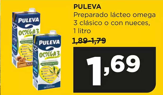 PULEVA  
Preparado lácteo omega 3 clásico o con nueces, 1 litro  