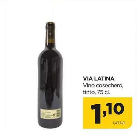 VIA LATINA  
Vino cosechero, tinto, 75 cl.