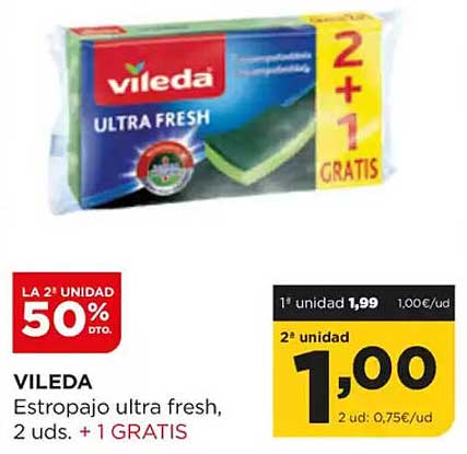 VILEDA Estropajo ultra fresh, 2 uds. + 1 GRATIS