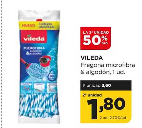 VILEDA Fregona microfibra & algodón, 1 ud.