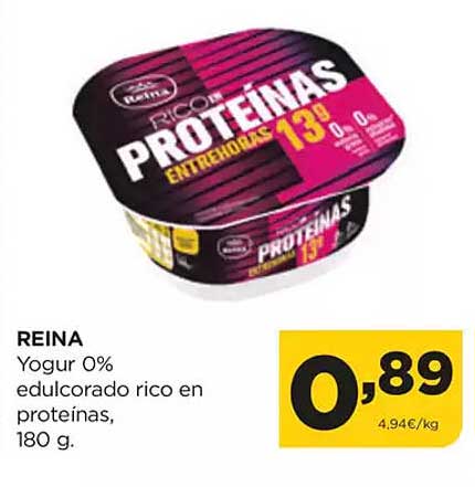 Yogur 0% edulcorado rico en proteínas, 180 g.