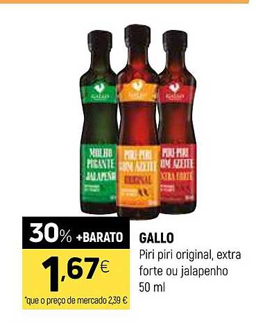 Gallo Piri piri original, extra fuerte o jalapeño 50 ml