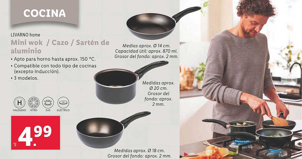 Mini wok / Cazo / Sartén de aluminio