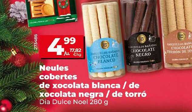 Neules cubiertas de xocolata blanca / de xocolata negra / de torró