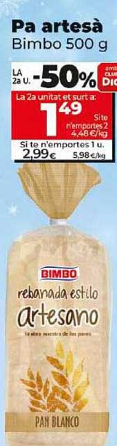 Pa artesà Bimbo 500 g