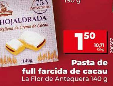 Pasta de full farcida de cacau La Flor de Antequera