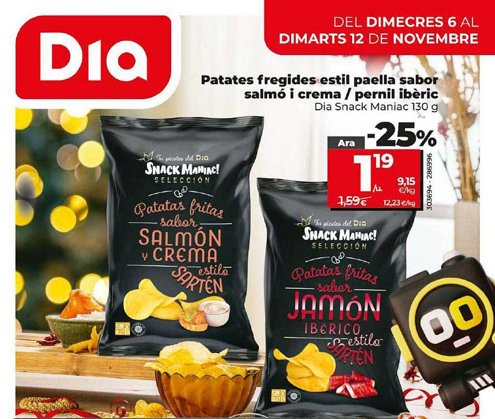 Patatas fritas sabor Salmón y crema estilo sartén / Patatas fritas sabor Jamón ibérico estilo sartén