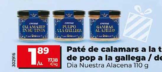 Paté de calamares a la tinta de pop a la gallega / de Dia Nuestra Alacena 110 g