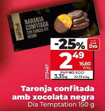 Taronja confitada amb xocolata negra Dia Temptation 150 g