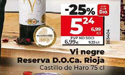 Vi negre Reserva D.O.Ca. Rioja Castillo de Haro 75 cl