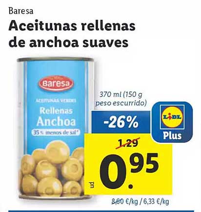 Aceitunas rellenas de anchoa suaves