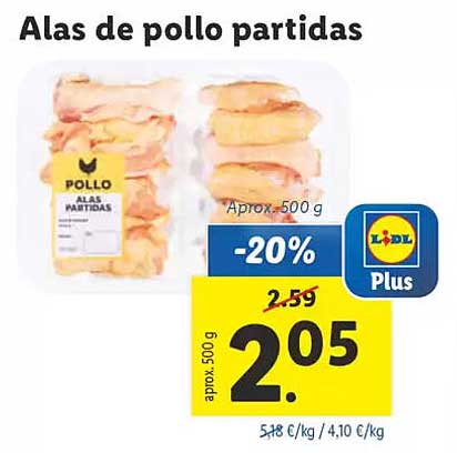 Alas de pollo partidas