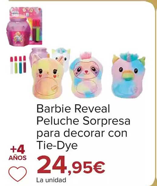 Barbie Reveal Peluche Sorpresa para decorar con Tie-Dye