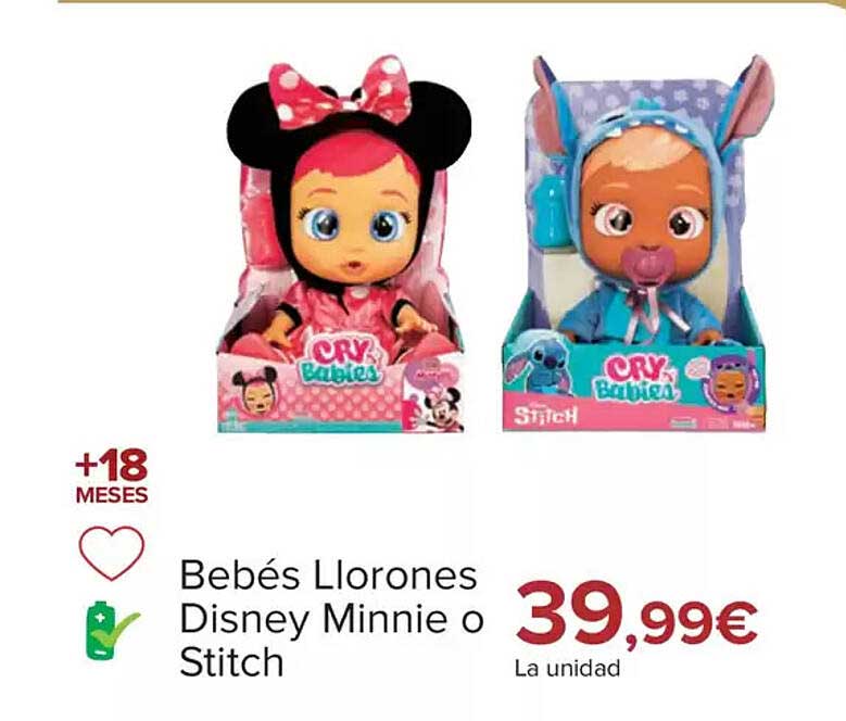 Bebés Llorones Disney Minnie o Stitch