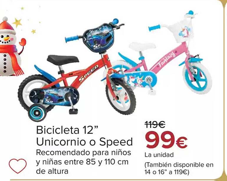 Bicicleta 12” Unicornio o Speed