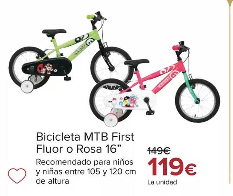 Bicicleta MTB First Fluor o Rosa 16”