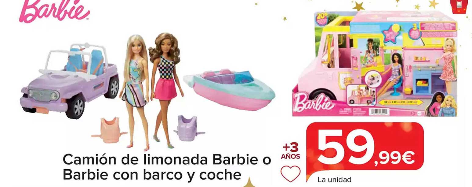 Camión de limonada Barbie o Barbie con barco y coche