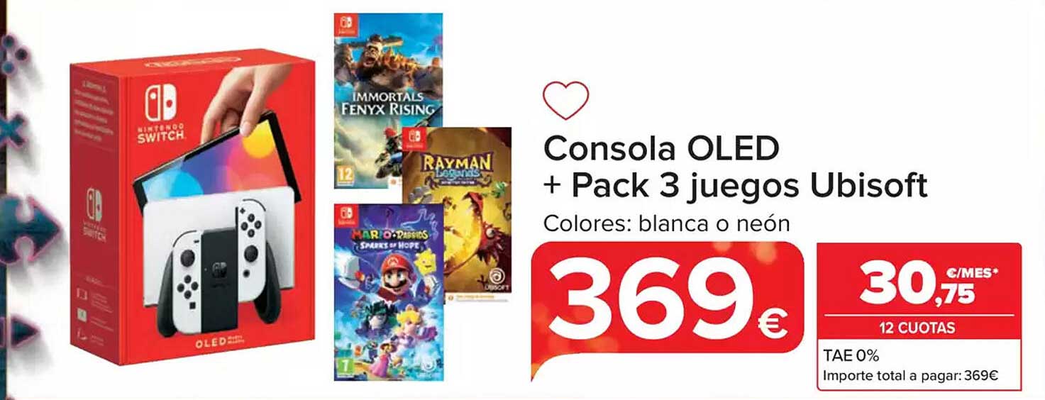 Consola OLED + Pack 3 juegos Ubisoft