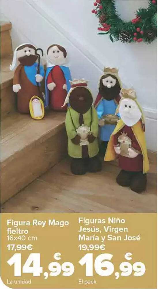 Figura Rey Mago fieltro  
Figuras Niño Jesús, Virgen María y San José