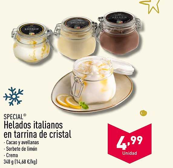 Helados italianos en tarrina de cristal