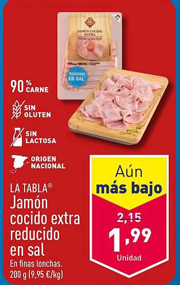 LA TABLA® Jamón cocido extra reducido en sal