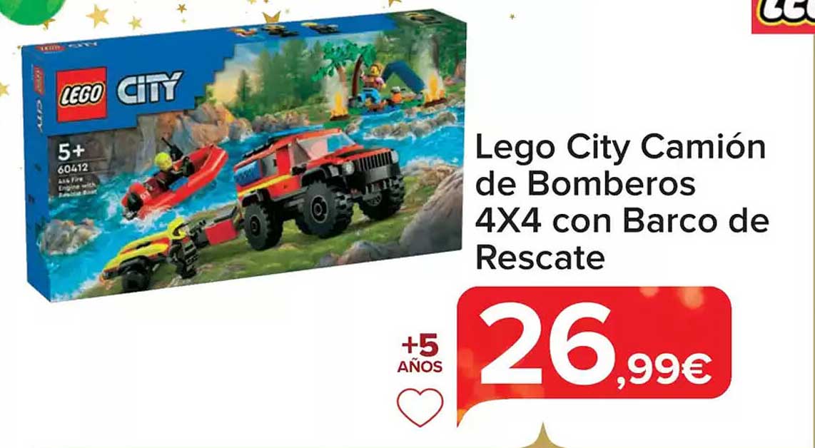 Lego City Camión de Bomberos 4X4 con Barco de Rescate