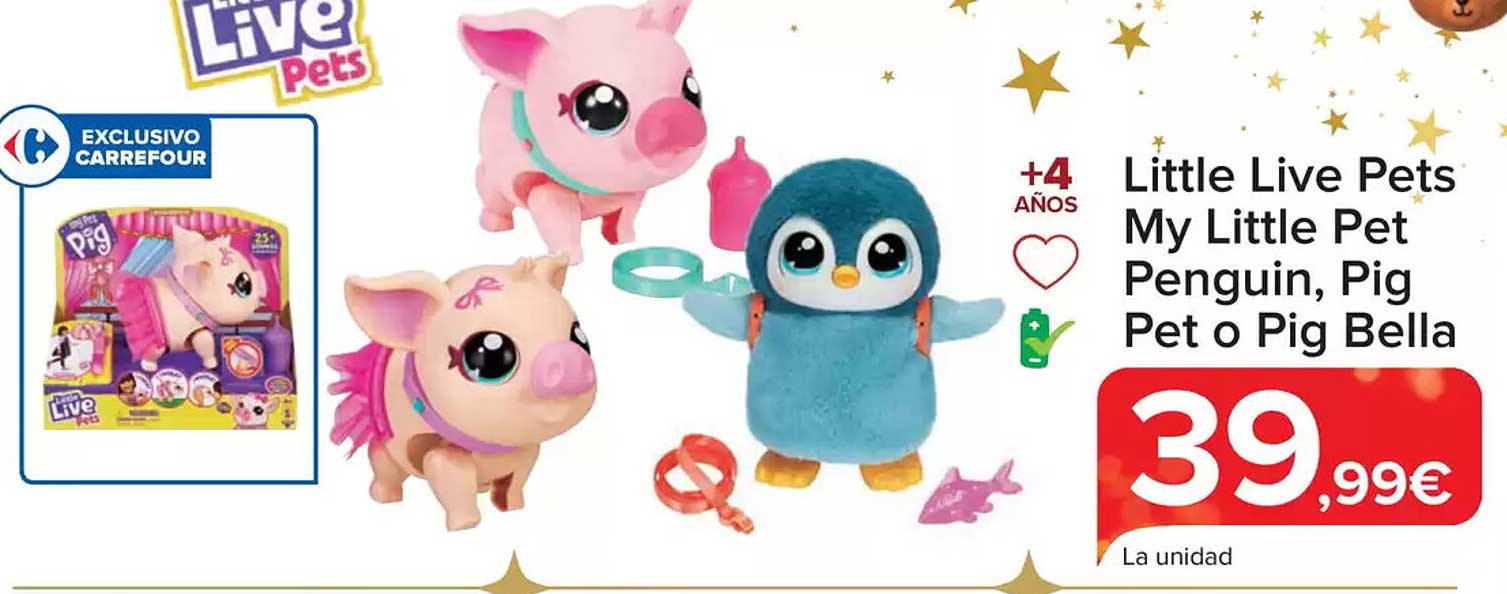 Little Live Pets My Little Pet Penguin, Pig Pet o Pig Bella