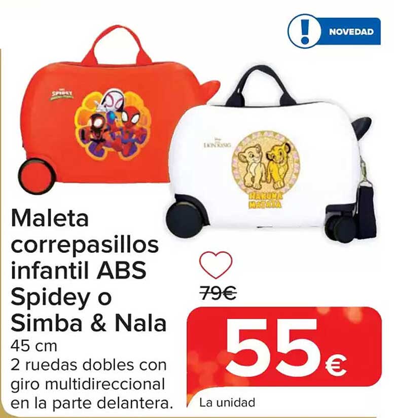 Maleta correpasillos infantil ABS Spidey o Simba & Nala