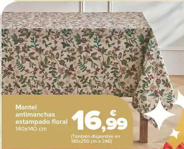 Mantel antimanchas estampado floral