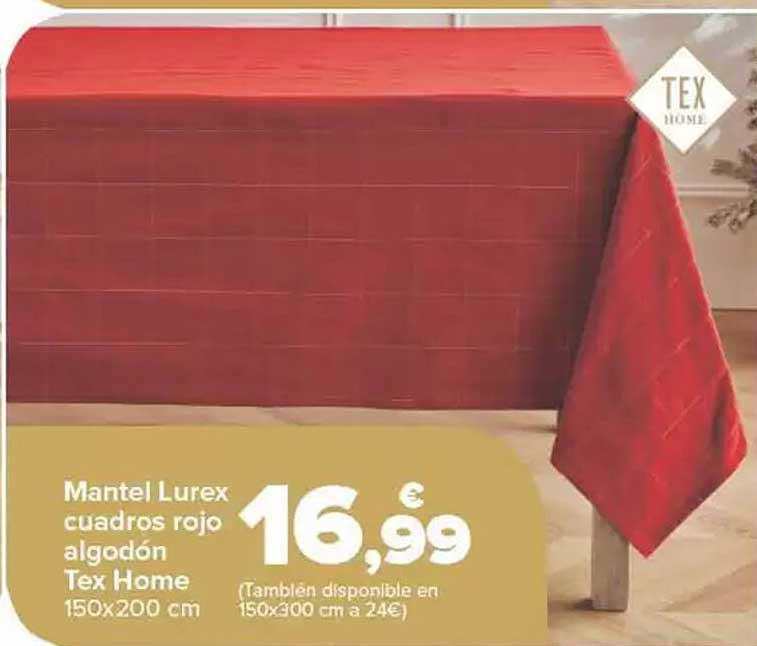 Mantel Lurex cuadros rojo algodón Tex Home