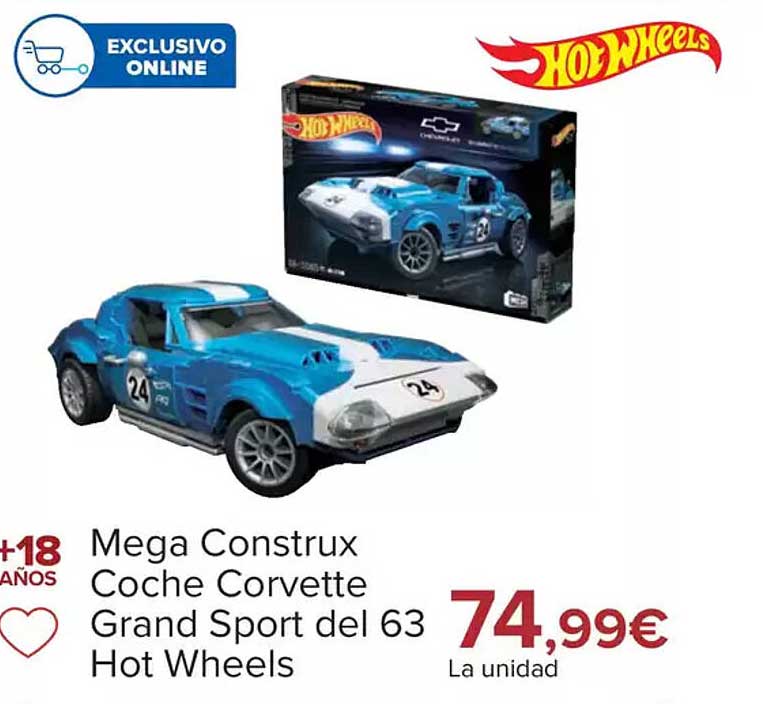 Mega Construx Coche Corvette Grand Sport del 63 Hot Wheels