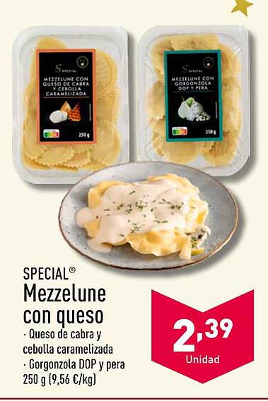 Mezzalune con queso