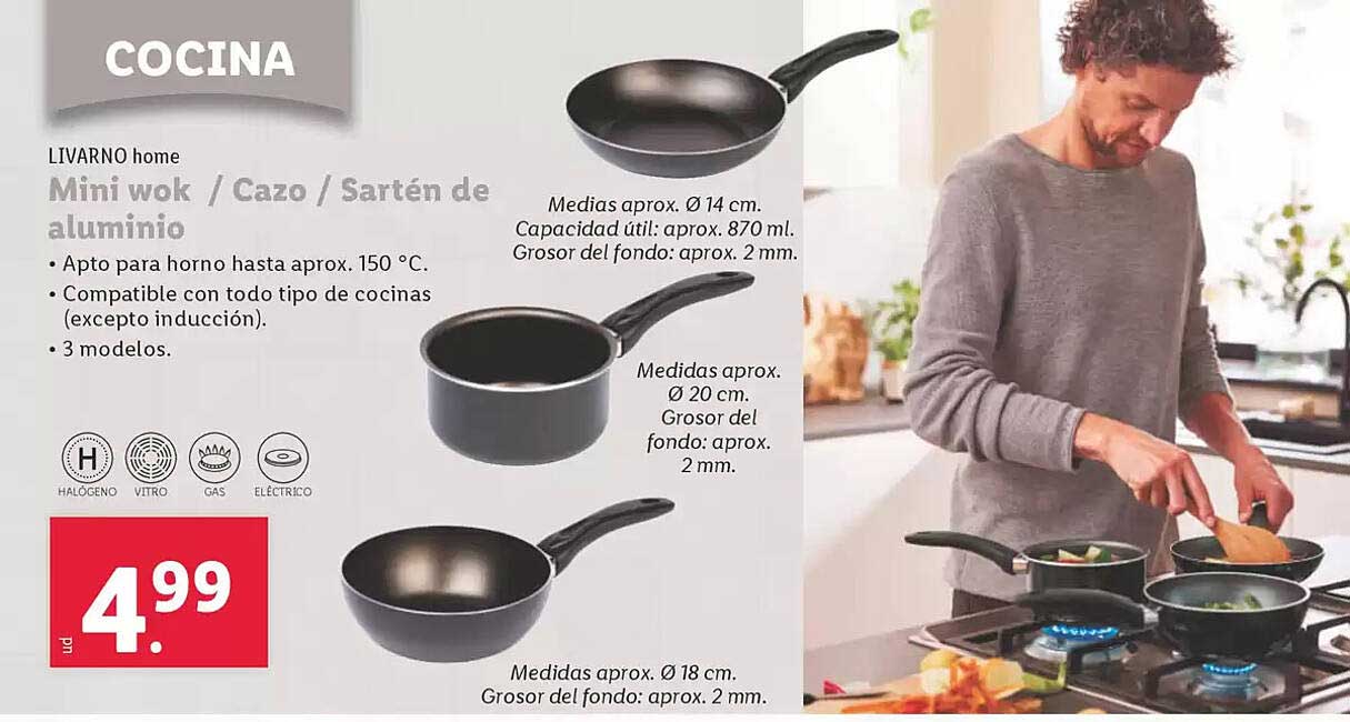 Mini wok / Cazo / Sartén de aluminio