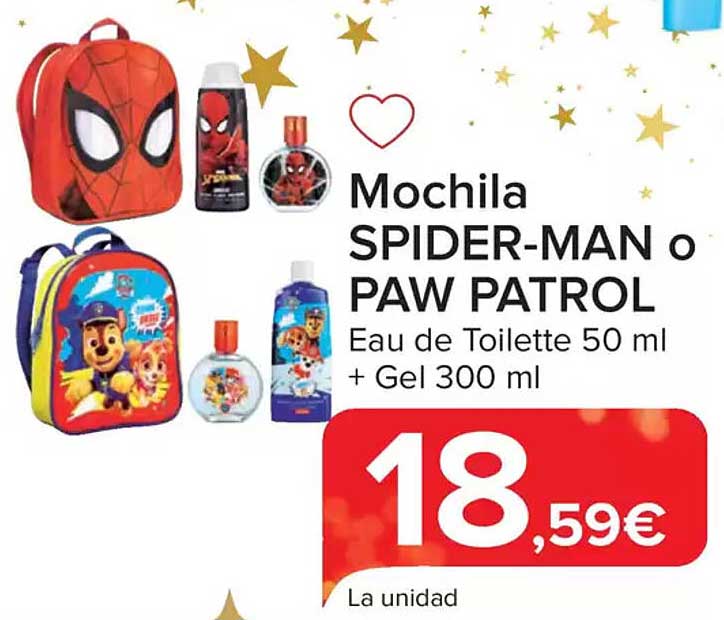 Mochila SPIDER-MAN o PAW PATROL