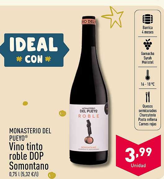 MONASTERIO DEL PUYO® Vino tinto roble DOP Somontano