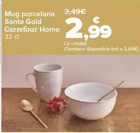 Mug porcelana Santa Gold Carrefour Home