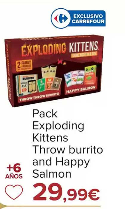 Pack Exploding Kittens Throw burrito and Happy Salmon