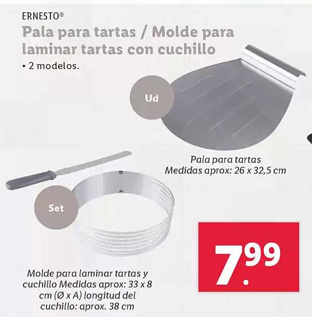 Pala para tartas / Molde para laminar tartas con cuchillo