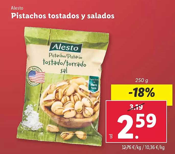 Pistachos tostados y salados