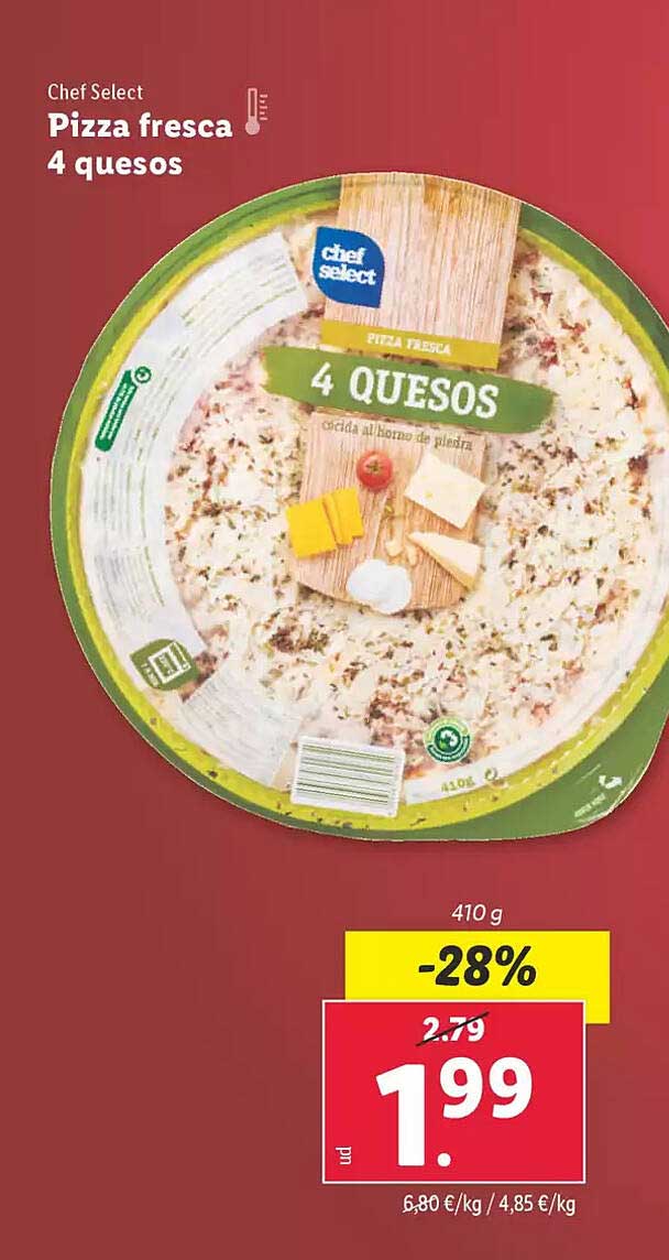 Pizza fresca 4 quesos