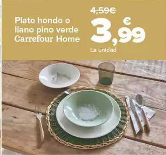 Plato hondo o llano pino verde Carrefour Home