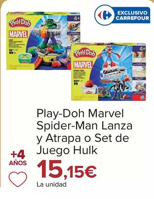 Play-Doh Marvel Spider-Man Lanza y Atrapa o Set de Juego Hulk