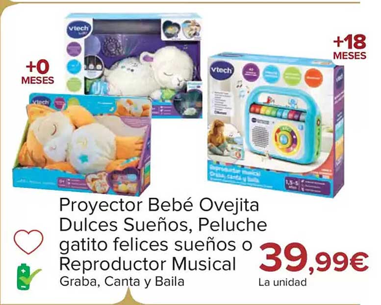 Proyector Bebé Ovejita Dulces Sueños, Peluche gatito felices sueños o Reproductor Musical