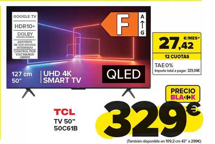 TCL TV 50” 50C61B QLED UHD 4K SMART TV