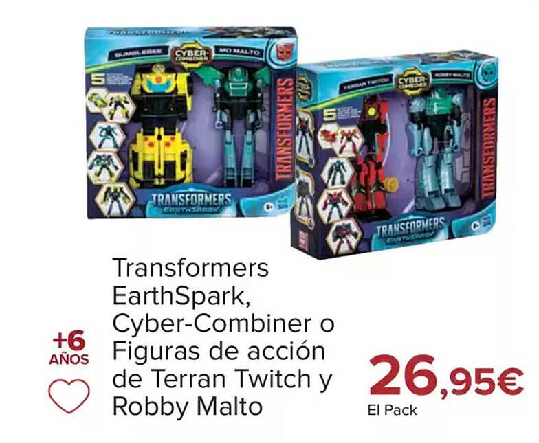 Transformers EarthSpark, Cyber-Combiner o Figuras de acción de Terran Twitch y Robby Malto